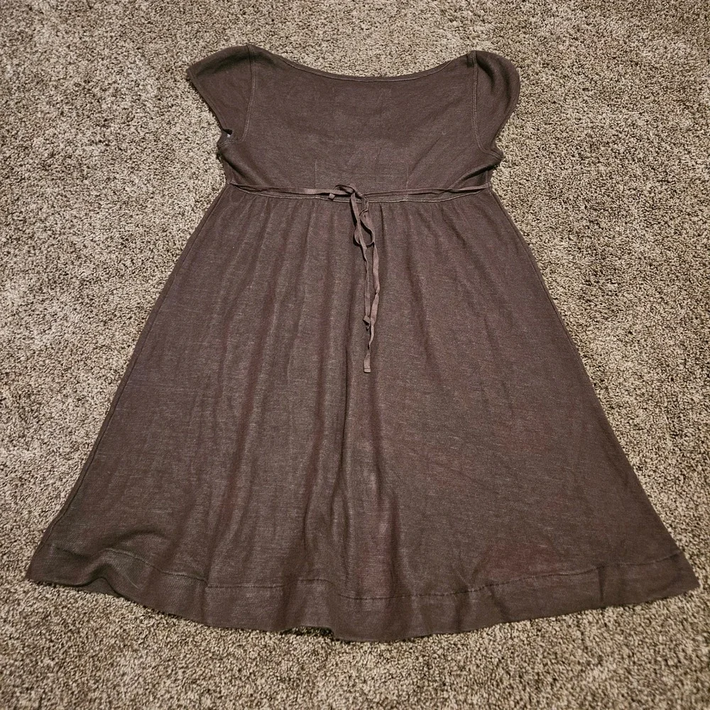 Free People Vintage Y2K Babydoll Top Size S Brown Square Neck Boho Earthy Grunge